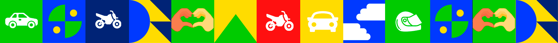 Banner decorativo com ícones de veículos